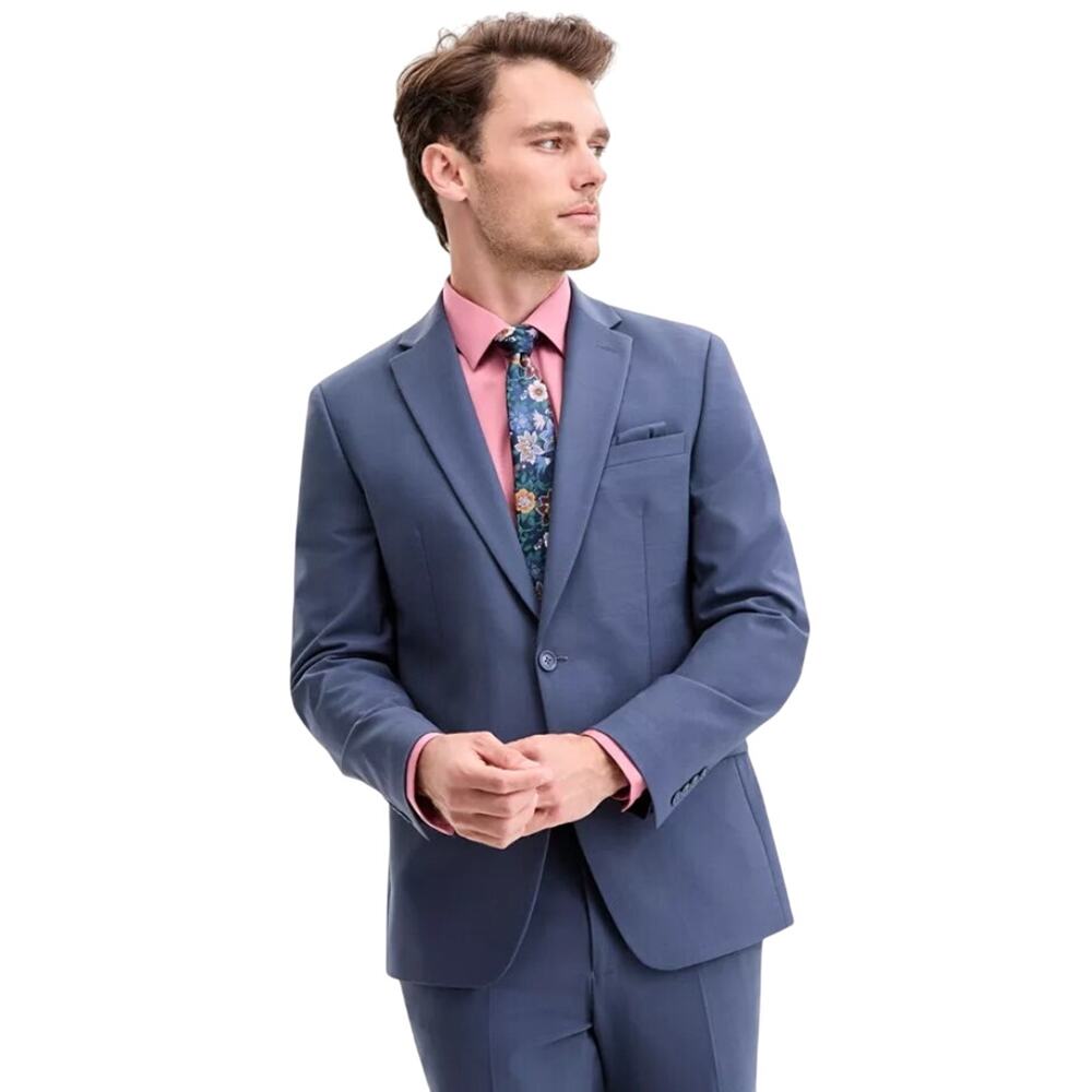 Bar III Men's Solid Blue Wool-Blend Slim Wrinkle-Resistant Suit Jacket Size 38R